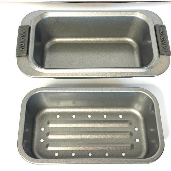 Analon Advanced Nonstick Bakeware Meatloaf/Loaf Pan Set with grips and Drip pan - Picture 1 of 9